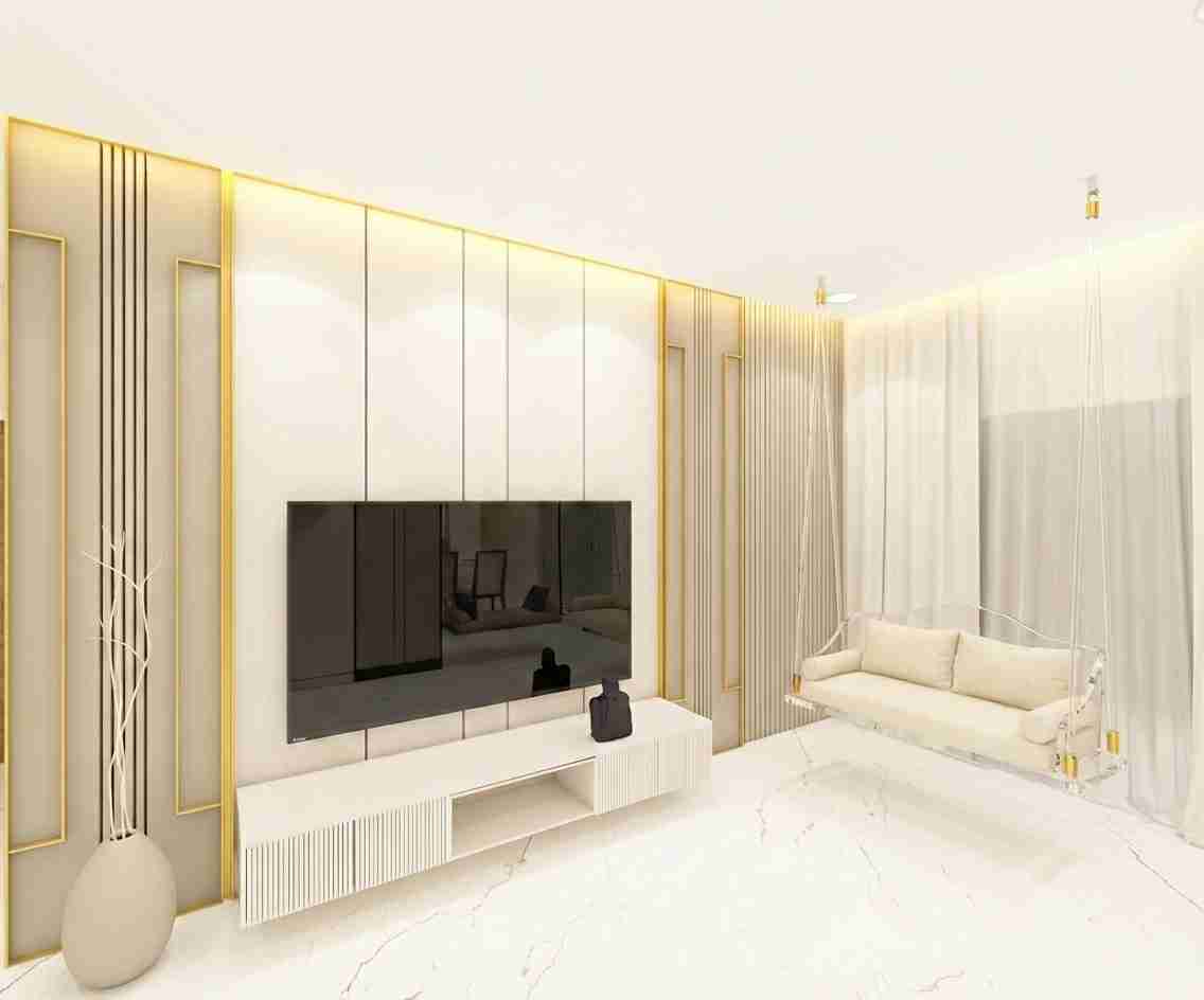 Gold-Trim Living Hall